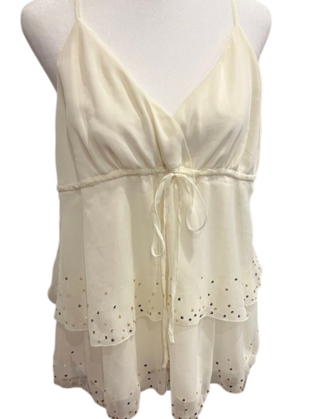Old Navy White Sequined Chiffon Camisole